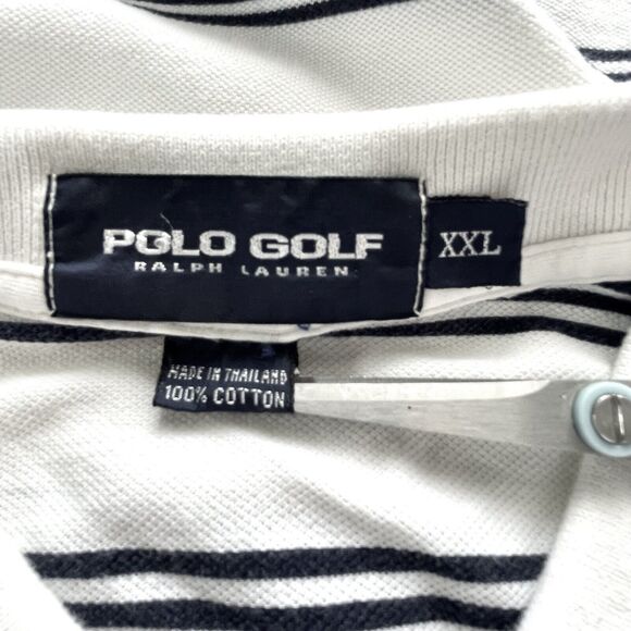 POLO GOLF Ralph Lauren Blue Striped Cotton Short Sleeve Polo Shirt Men’s XXL - Picture 6 of 7